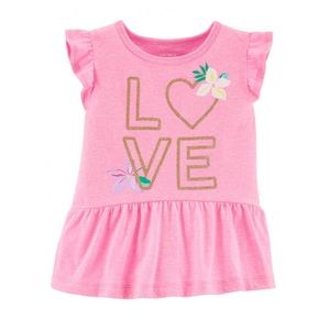 NWT Carter’s Pink Glitter Love Peplum Top 2T